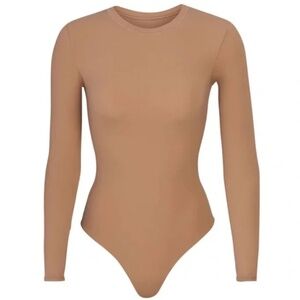 SKIMS Fits Everybody Long Sleeve Crew Neck Bodysuit Color Sienna Size Small NWT